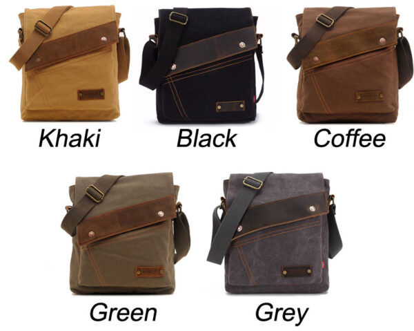 Retro Canvas Leather Satchel - Image 3